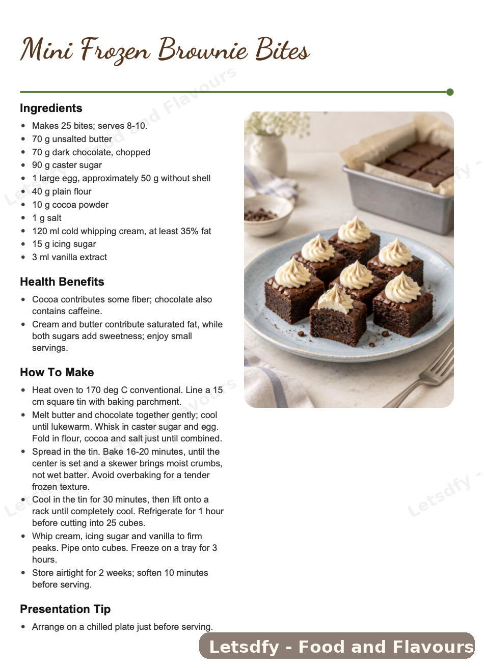 English sample page: Mini Frozen Brownie Bites
