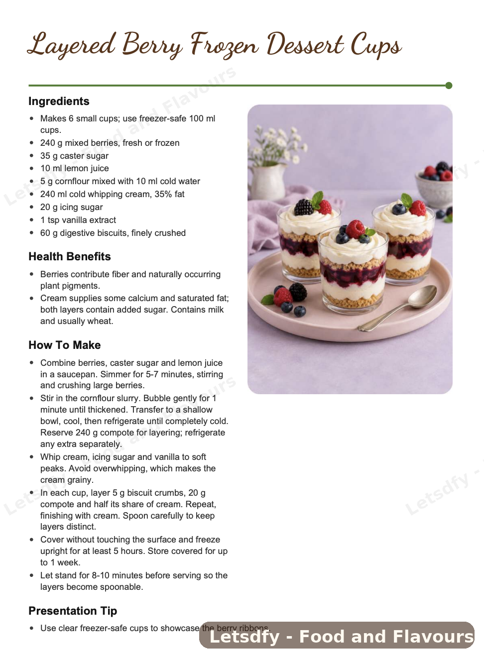 English sample page: Sample recipe page